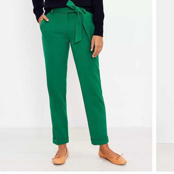 LOFT Pants - Loft Elegant Green Tie-Waist Women's Trousers